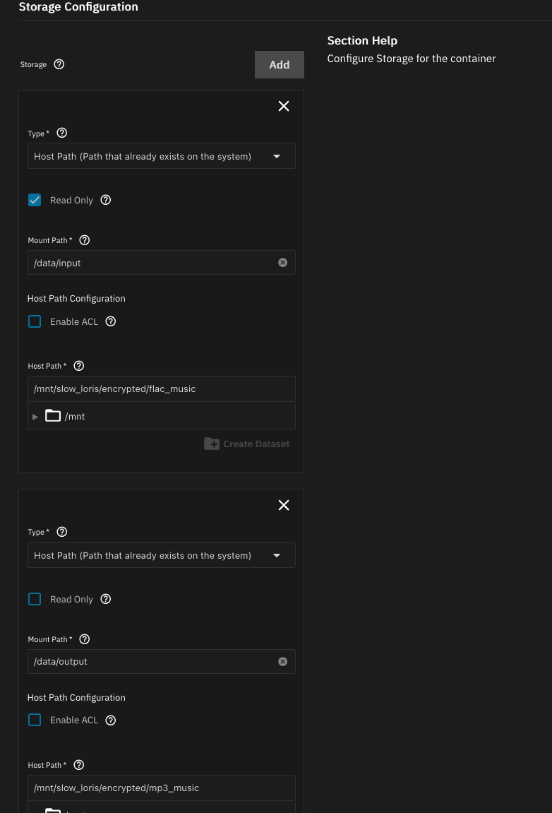 note the readonly mount of the flac directory
